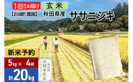 《令和7年産 新米予約》【玄米】ササニシキ 20kg(5kg×4袋) 秋田県 由利本荘市産 令和7年産 真空パック 岩城町農園 1377771 - 秋田県由利本荘市