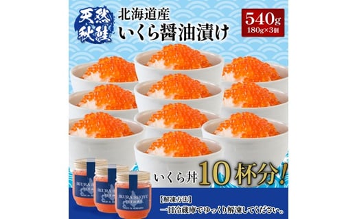 ★入金後順次発送！2025年新物★北海道産 天然秋鮭 いくら醤油漬け540g(180g×3)