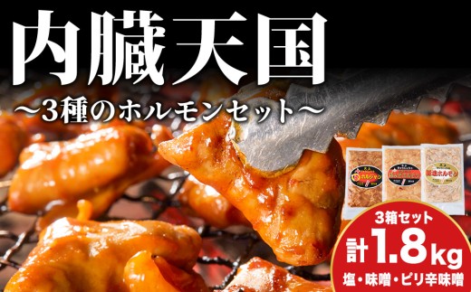 ホルモン 内臓天国 3種のホルモン 3箱 セット 小分け 豚肉 焼肉 冷凍 焼き肉 豚 肉 お肉 バーベキュー 食べ比べ