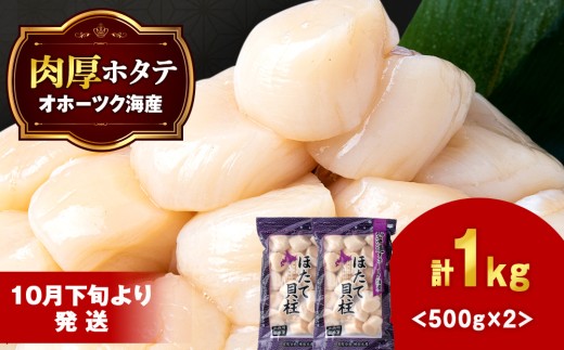 [10月下旬以降発送]ホタテ 貝柱 冷凍 大粒 1kg(500g×2パック) お取り寄せ 刺身 [横田水産]
