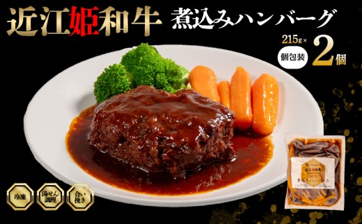 近江牛 煮込み ハンバーグ 2個 [ 煮込みハンバーグ 215g × 2袋 個包装 ギフト 自宅用 高級 黒毛和牛 国産 豚 合い挽き はんばーぐ ごはんのお供 ふるさと納税 ブランド牛 三大和牛 和牛 贈り物 内祝い 神戸牛 松阪牛 に並ぶ 日本三大和牛 滋賀県 竜王町 澤井牧場 送料無料 ]