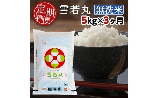 【3回定期便】無洗米 雪若丸　5kg×3回(計15kg) TO SG0098