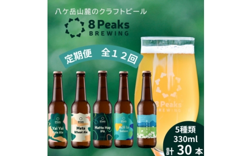 ＜毎月定期便＞大満足!八ヶ岳山麓のクラフトビール飲み比べ30本セット＜合計360本＞全12回【4073921】