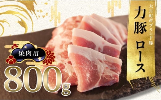 国産 豚肉 ロース 焼き肉用800g (200g×4P)|力豚 小分け 使いやすい ブランド豚 脂 真空パック 冷凍 ポーク 焼き肉 焼肉 BBQ お取り寄せ 簡単調理 ご当地 配達日指定可 おすすめ 人気 土佐 高知県 大月町