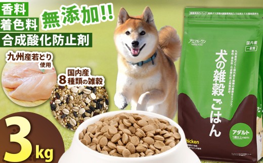 アニマル・ワン 雑穀ごはん 3kg×1袋 | 愛犬 犬 ドッグフード 雑穀 国産 無添加 プレミアム 熊本県 玉名市