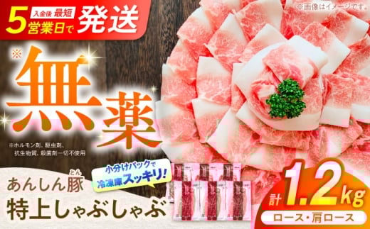 【12月発送】国産豚肉 あんしん豚 ２種食べ比べ 特上しゃぶしゃぶセット（ロース・肩ロース）合計１．２キログラム｜安心安全 飼育環境に配慮 岐阜県白川町 藤井ファーム [AWAF001-12]
