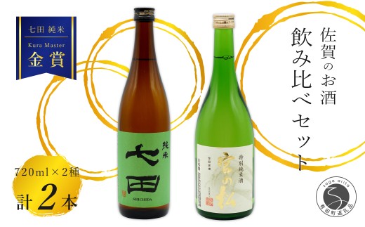 《The SAGA 認定酒》さがん酒 七田 純米酒 / 宮の松 特別純米酒 720ml×2本 【佐嘉蔵屋】佐賀 Kura Master IWC 福岡国税局鑑評会 受賞 飲み比べ 七田 純米 宮の松 特別純米 720ml 2本 S14-7
