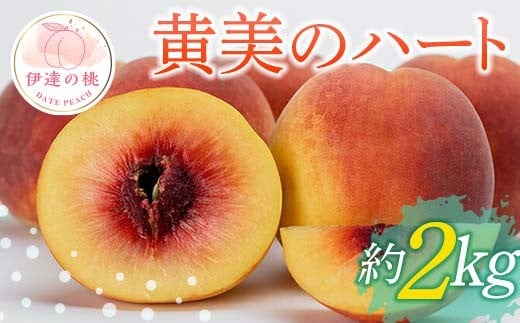 【2026年出荷分先行予約】福島県産 黄美のハート 約2kg (6～8玉) 高橋もも園 大玉 伊達の桃 桃 フルーツ 果物 もも モモ momo F20C-150 261428 - 福島県伊達市