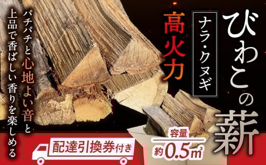 びわこの薪(ナラ・クヌギ薪×0.5㎥・配達引換券) 株式会社ジンジ 滋賀県 東近江市 H-I02 薪 ストーブ 焚火 暖炉 ナラ クヌギ 広葉樹 中割 太割 2057789 - 滋賀県東近江市