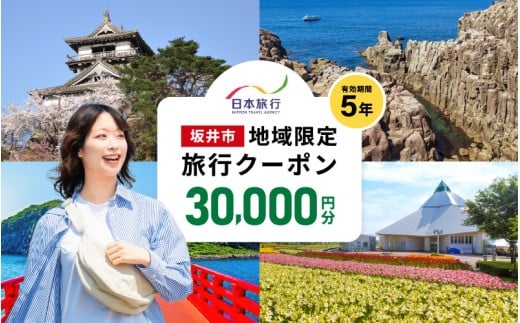 福井県坂井市 日本旅行 地域限定旅行クーポン 30,000円分 【旅行 観光 宿泊 券 トラベルクーポン クーポン券 福井県 坂井市】 [J-22001]
