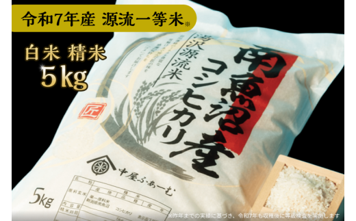 [令和7年産]白米 5kg 源流一等米 南魚沼産コシヒカリ 産地直送 中屋ふぁーむ[湯沢産コシヒカリ]