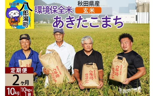 【玄米】《定期便2ヶ月》令和7年産 秋田県産 あきたこまち 環境保全米 10kg (10kg×1袋)×2回 計20kg 429636 - 秋田県八郎潟町
