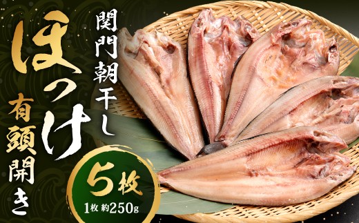 関門朝干し ほっけ有頭開き 特大 5枚 計約1.25kg ほっけの開き ホッケの開き 有頭 干物 ひもの 冷凍 福岡県 北九州市