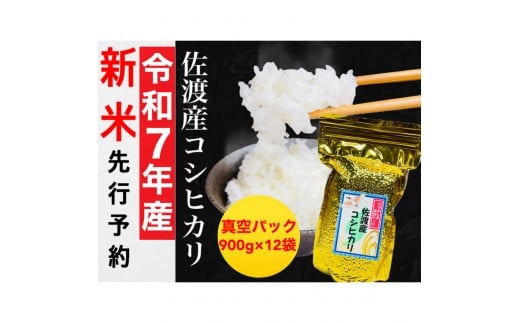 【令和7年度産新米・先行予約】佐渡産コシヒカリ そのまんま真空パック 900g×12袋セット 973603 - 新潟県佐渡市