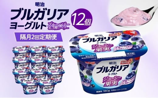 2ヶ月に1回 全2回お届け定期便 明治ブルガリアヨーグルト ブルーベリー 12個入り ヨーグルト 朝食 朝ごはん ブルガリア ブルガリアヨーグルト 明治 ベリー フルーツ 果物 果肉 甘み 甘い カロリー 優しい甘さ  送料無料 神奈川県 茅ヶ崎市