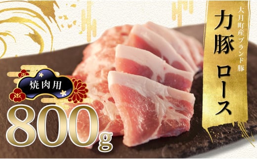国産 豚肉 ロース 焼き肉用800g (200g×4P)|力豚 小分け 使いやすい ブランド豚 脂 真空パック 冷凍 ポーク 焼き肉 焼肉 BBQ お取り寄せ 簡単調理 ご当地 配達日指定可 おすすめ 人気 土佐 高知県 大月町