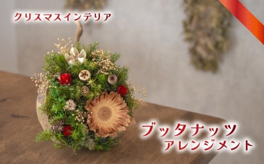 クリスマス ブッダナッツアレンジメント  ( クリスマス ブッタナッツ 実 花 お花 フラワー アレンジメント ドライフラワー プリザーブドフラワー 幸運 縁起 デザイン ギフト プレゼント インテリア 雑貨 植物 自宅用 お祝い 贈り物 プレゼント ) 下関 山口 💐