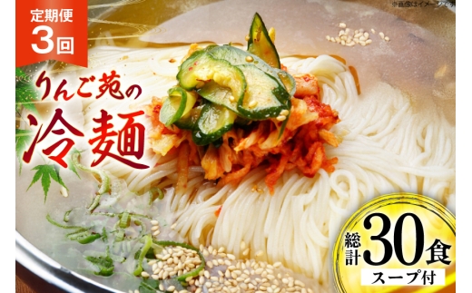 冷麺 定期便 3回 りんご苑の冷麺 スープ付 10食 計30食 [りんご苑 山形県 高畠町 tk06ays660002] スープ 自家製 生麺 時短 簡単 手軽 冷凍