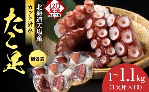 【12月発送先行予約】たこ足（1欠片×10）計1,000～1,100ｇ＜浪岡屋＞蛸 タコ 冷凍 海鮮 小分け 北海道産 天塩町産 国産