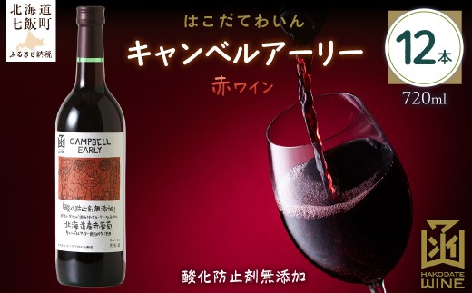 酸化防止剤無添加　キャンベルアーリー　720ml　12本 【 ふるさと納税 人気 おすすめ ランキング ワイン わいん お酒 おさけ 酒 アルコール ギフト プレゼント キャンベルアーリー 北海道 七飯町 送料無料 】 NAX033 2289729 - 北海道七飯町