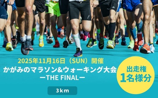 【受付終了間近】2025年 かがみのマラソン＆ウォーキング大会-THE FINAL-［3kmの部 出走権（1名）］【045-a003】