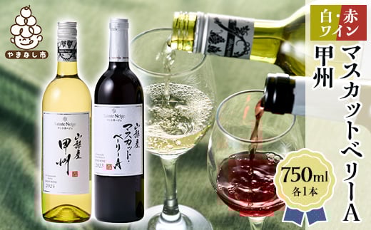 ワイン 山梨産 甲州 マスカットベーリーA 赤白 ワイン 2本 セット_ ふるさと納税 ふるさと 赤ワイン 白ワイン 甲州ワイン お酒 酒 アルコール 飲み比べ 山梨県 山梨市 山梨 ギフト プレゼント 贈り物 人気 送料無料【1229064】