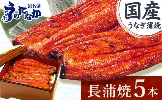 浜名湖・うなぎのたなかの長蒲焼き5本セット!ふっくら柔らか♪国産うなぎ長蒲焼※合計900g程度【1607912】
