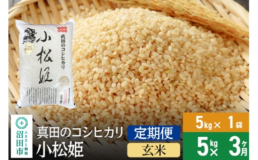 【玄米】《定期便3回》令和7年産 新米受付 真田のコシヒカリ小松姫 5kg×1袋 金井農園 1312801 - 群馬県沼田市