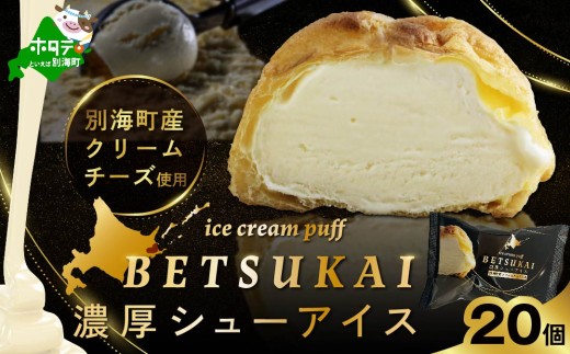 北海道 別海町 BETSUKAI 濃厚 シューアイス 20個 セット【NS0000016】（ ふるさと納税 シュークリーム ふるさと納税 シューアイス ふるさと納税 アイス 北海道 別海町 ふるさと納税 アイスクリーム ふるさと スイーツ お菓子 冷凍 北海道 BETSUKAI ）