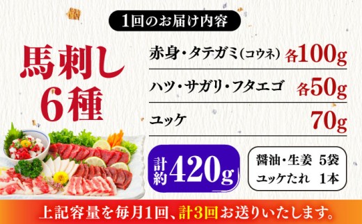 定期便 桜屋馬刺し 6種 420g 熊本 冷凍 馬肉 馬刺 ヘルシー