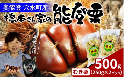 橋本栗園の能登栗（むき栗） 250g × 2パック 計500g /  能登半島 奥能登 くり マロン 500グラム 和栗 焼き栗 栗ごはん 焼き栗 国産 果物 秋 スイーツ 甘露煮 皮むき
