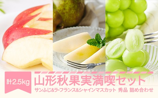 【先行予約】 山形秋果実満喫セット シャインマスカット サンふじ ラ・フランス 秀品 詰め合わせ 2.5kg 化粧箱入り 2025年産 令和7年産 ※沖縄・離島への配送不可 ns-fsrls2500