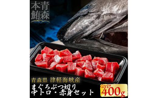 津軽海峡産マグロ 中トロブツ切・赤身ブツ切セット 各200g 2290434 - 青森県むつ市