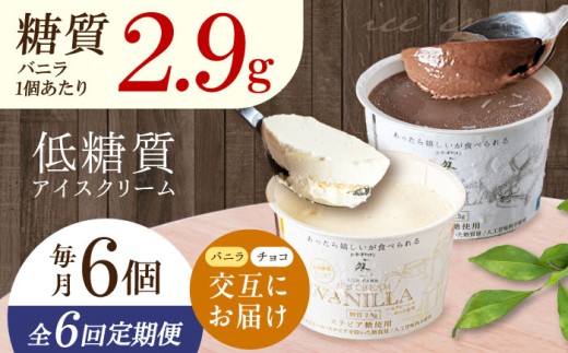 【全6回定期便】バニラとチョコの交互お届け！然オリジナル バニラアイスクリーム・チョコレートアイスクリーム スイーツ デザート アイス アイスクリーム チョコ バニラ 低糖質 お菓子 スイーツ 大阪府高槻市/低糖質食専門店ローカーボキッチン然-zen- [AOBD053] 2284871 - 大阪府高槻市