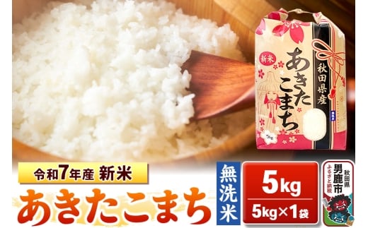 令和7年産 新米【無洗米】秋田県産 あきたこまち 5kg 秋田県 男鹿市 こまちライン 2129132 - 秋田県男鹿市