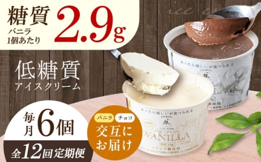【全12回定期便】バニラとチョコの交互お届け！然オリジナル バニラアイスクリーム・チョコレートアイスクリーム スイーツ デザート アイス アイスクリーム チョコ バニラ 低糖質 お菓子 スイーツ 大阪府高槻市/低糖質食専門店ローカーボキッチン然-zen- [AOBD054]