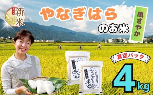 [先行予約][令和7年産新米] 特別栽培米 「やなぎはらの米 風さやか」4kg(真空包装) (7-70)
