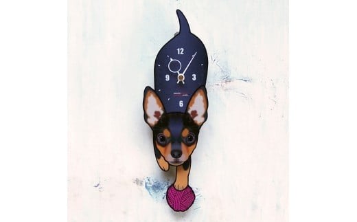 D-109F3 ミニチュアピンシャー-犬の振り子時計花03.RED C-CD-109A