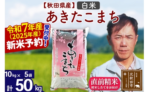 ※令和7年産 新米予約※秋田県産 あきたこまち 50kg【白米】(10kg袋)【1回のみお届け】2025年産 お届け時期選べる お米 みそらファーム