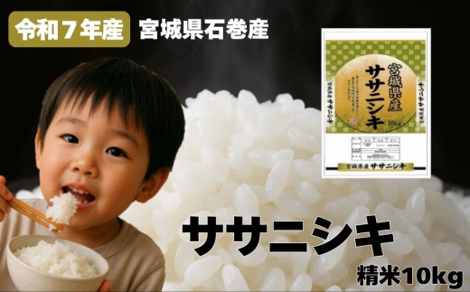 米 令和7年産 ササニシキ 精米 10kg お米 ごはん ご飯 飯 10キロ  単一銘柄米 主食 こめ コメ 家庭用 美味しい ブランド米 あっさり 食感 ささにしき おにぎり おかゆ 送料無料 宮城県 石巻 石巻市 1204144 - 宮城県石巻市