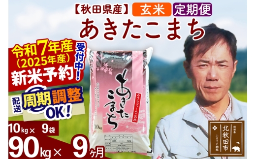 ※令和7年産 新米予約※《定期便9ヶ月》秋田県産 あきたこまち 90kg【玄米】(10kg袋) 2025年産 お届け時期選べる お届け周期調整可能 隔月に調整OK お米 みそらファーム