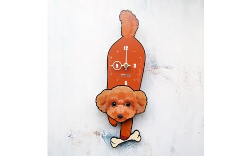 D-139T1 プードル(レッド)-犬の振り子時計テニスボール C-CD-139A