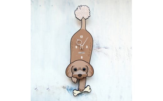 D-11T1 トイプードル ブラウン-犬の振り子時計 テニスボールC-CD-011A 587762 - 岡山県西粟倉村