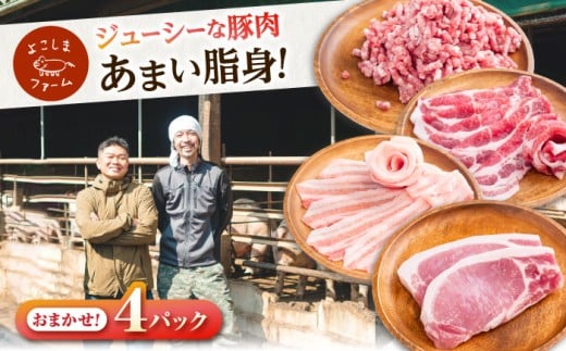 豚肉 うつみ潮風豚 精肉おまかせ4パックセット（1P/180g〜280g） 豚肉 スライス 肉 お肉 にく 食品 国産 人気 おすすめ 広島県福山市/株式会社横島ファーム [BABT002]