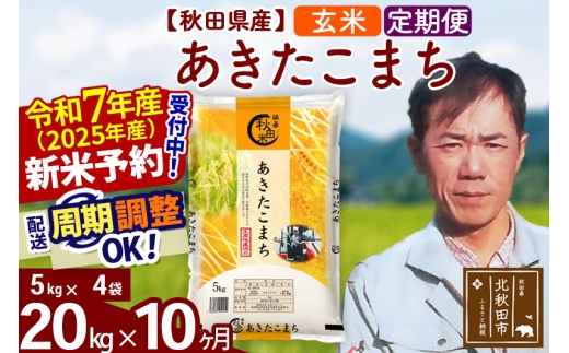 ※令和7年産 新米予約※《定期便10ヶ月》秋田県産 あきたこまち 20kg【玄米】(5kg小分け袋) 2025年産 お届け時期選べる お届け周期調整可能 隔月に調整OK お米 みそらファーム
