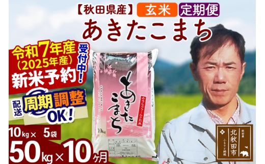 ※令和7年産 新米予約※《定期便10ヶ月》秋田県産 あきたこまち 50kg【玄米】(10kg袋) 2025年産 お届け時期選べる お届け周期調整可能 隔月に調整OK お米 みそらファーム