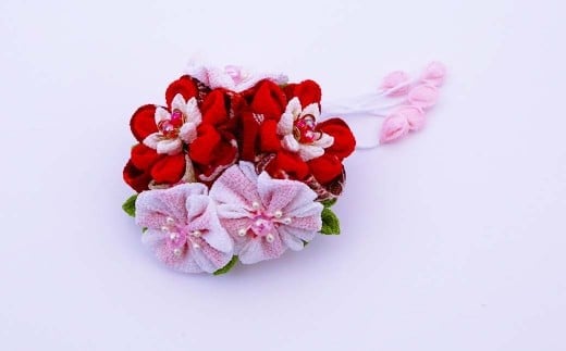 つまみ細工の髪飾り/コサージュ直径7×高さ4cm W-ww-090A 610260 - 岡山県西粟倉村