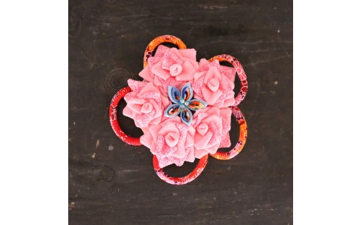 つまみ細工の髪飾り(ピン)花直径10×高さ2cm W-ww-043A 586683 - 岡山県西粟倉村