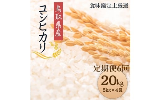 1099.【定期便全6回】【令和7年産新米】【食味鑑定士厳選】 鳥取県産 コシヒカリ20kg (5kg×4袋) 合計 120kg