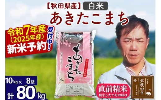 ※令和7年産 新米予約※秋田県産 あきたこまち 80kg【白米】(10kg袋)【1回のみお届け】2025年産 お届け時期選べる お米 みそらファーム